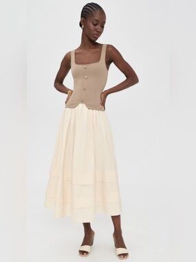 NWOT Moon River Knit and Cotton Midi Dress Size Medium